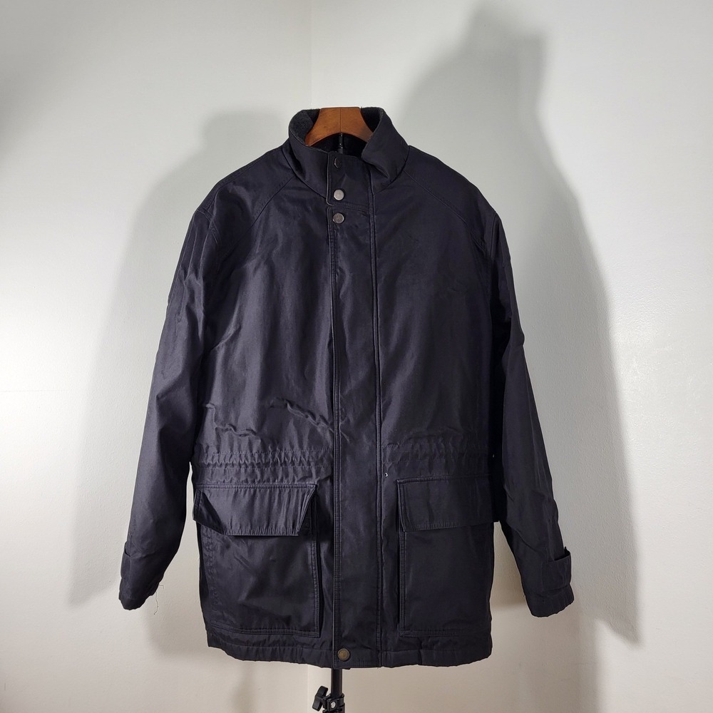 Roundtree & Yorke Mens Navy Blue Quilted Field Jacket Zip Out Liner Large